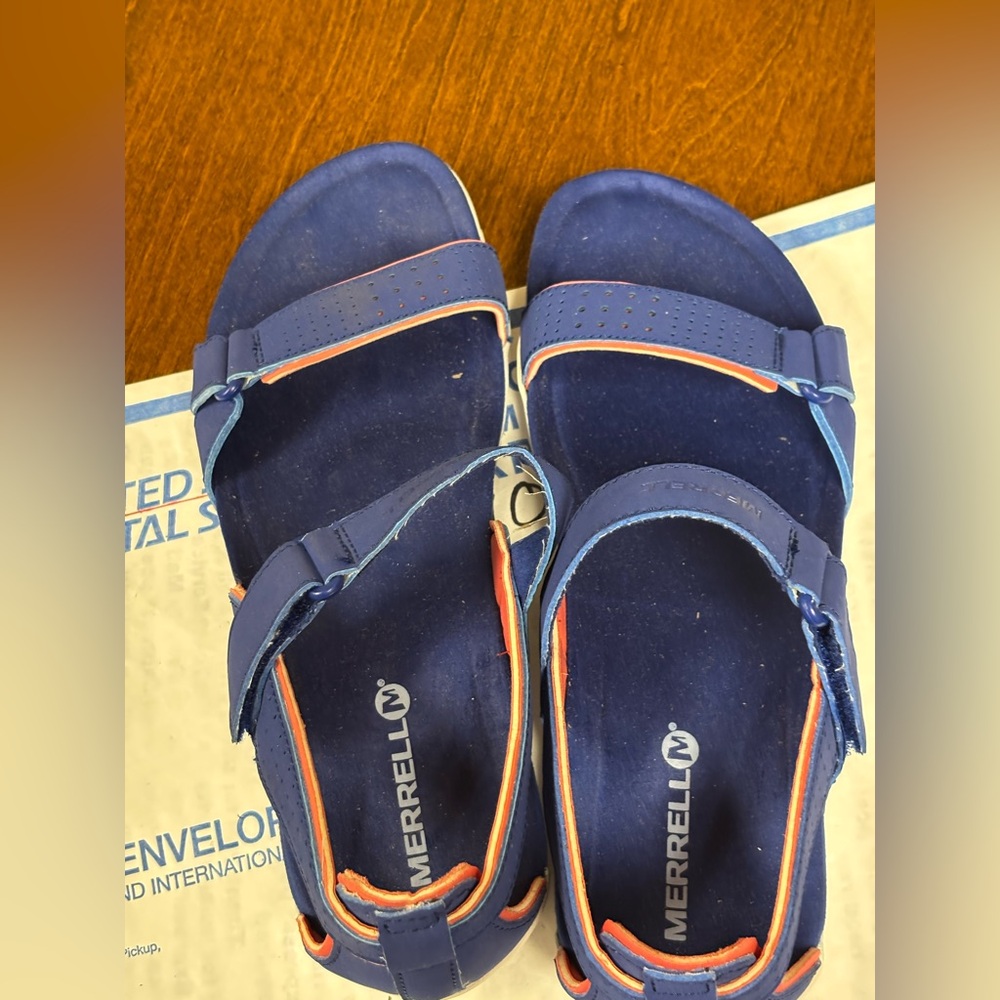 Merrell Camellia slide sandals, blue . Size 8